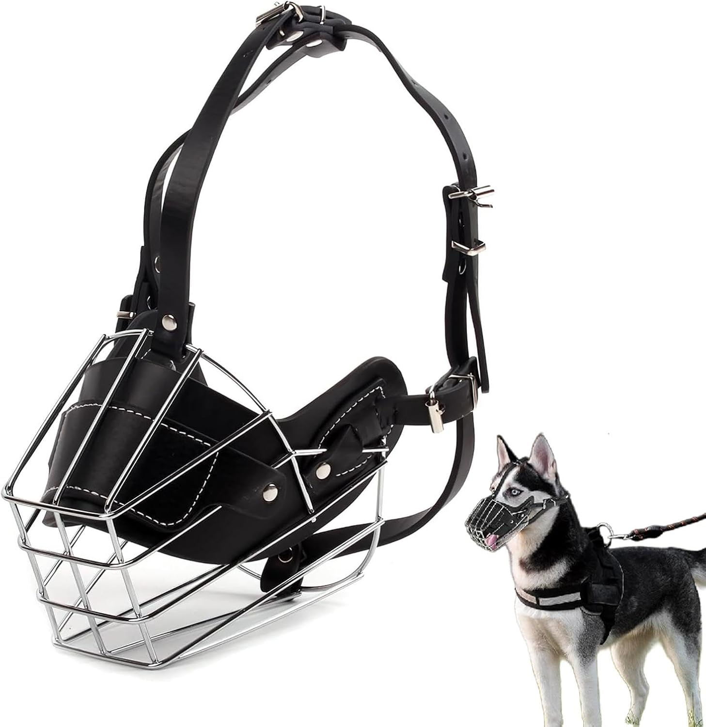 Misaakoeq Dog Muzzle Wire Basket | Adjustable Metal Basket for Biting Chewing | Dog Mouth Mesh, Muzzles for Large Breed Dogs, Dog Muzzle for Small, Medium and Large Dog