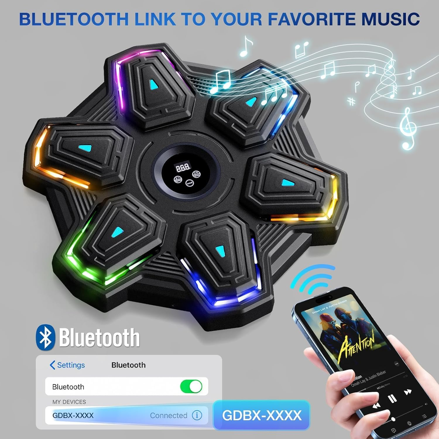 Music Boxing Machine Upgraded Version of Smart Music Boxing Machine Speed Adjustment Boxing Training Equipments for Home Adults and Children Wall Target Striker Reaction Indoor Electronic Target image number 6