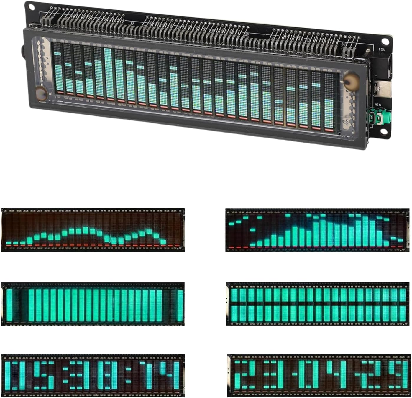 Audio Spectrum Analyzer with VFD Display, 32Hz-20Khz LED Music Spectrum, Sound Control Level Audio Indicator, Rhythm Analyzer Meter, Advanced AGC, Adjustable Bringhtness image number 1
