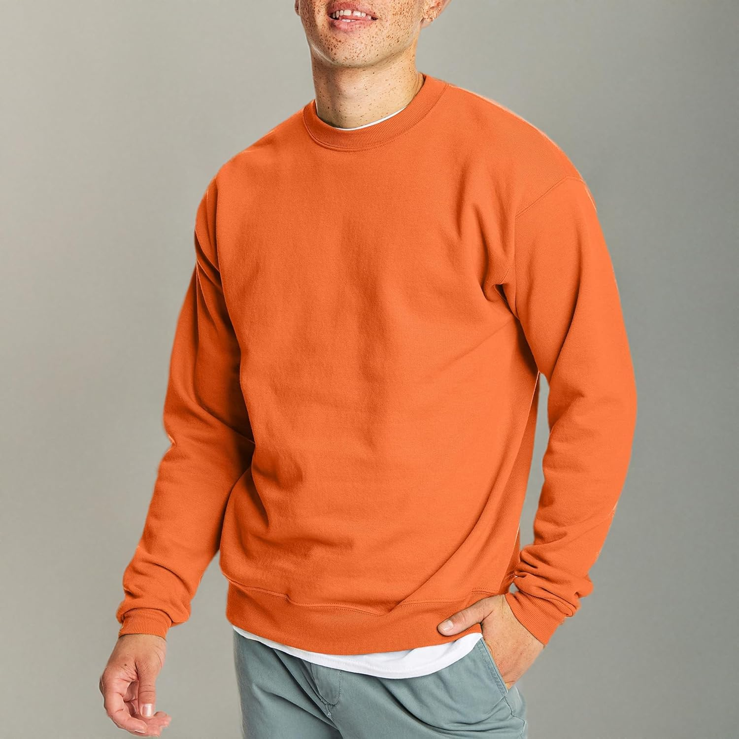 Hanes Men'S Ecosmart Hoodie, Midweight Fleece Sweatshirt, Pullover Hooded Sweatshirt for Men, Safety Orange - 1 Pack, 3X-Large image number 1