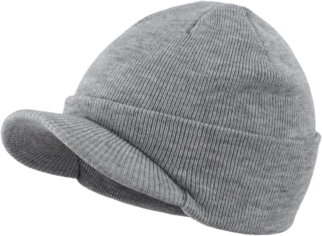 Magracy Unisex Men'S Warm Visor Beanie Outdoor Double Knit Hat with Peak Winter Hat