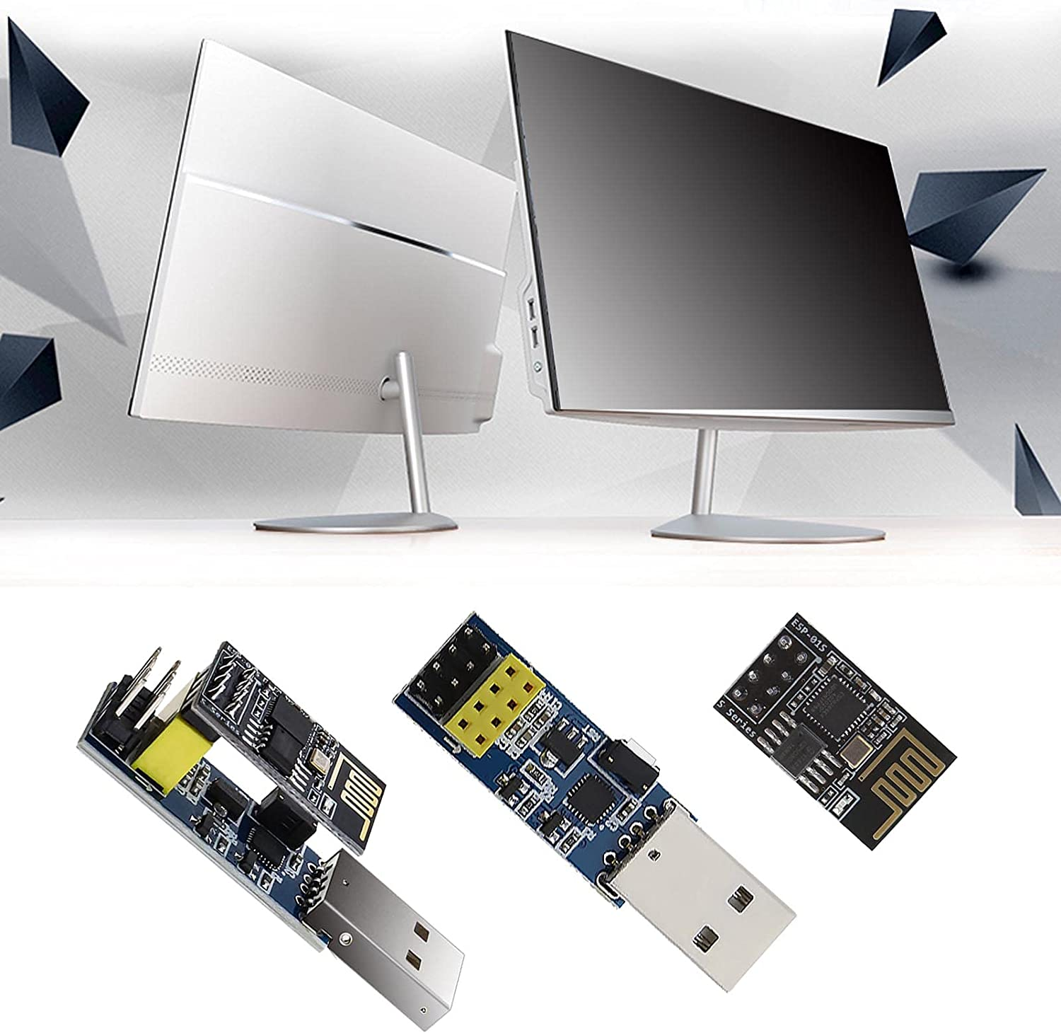 VGOL ESP8266 ESP-01 ESP01S Serial Wireless Transceiver Wifi Module Board & USB CH340C Chip Converter Adapter Kit X2