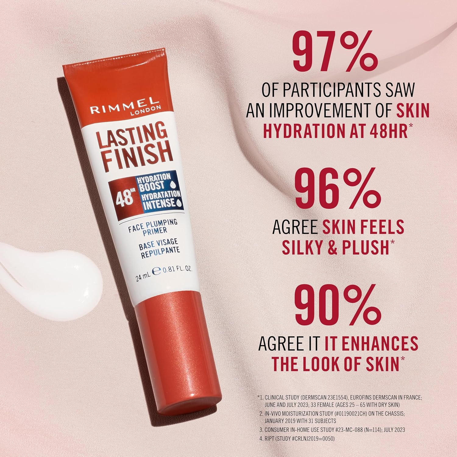 Rimmel Lasting Finish, Clear, Primer, Hydrating, Plumps Skin, Natural Dewy Finish, Smooths Fine Lines and Wrinkles, Vegan Formula, 100Ml image number 1