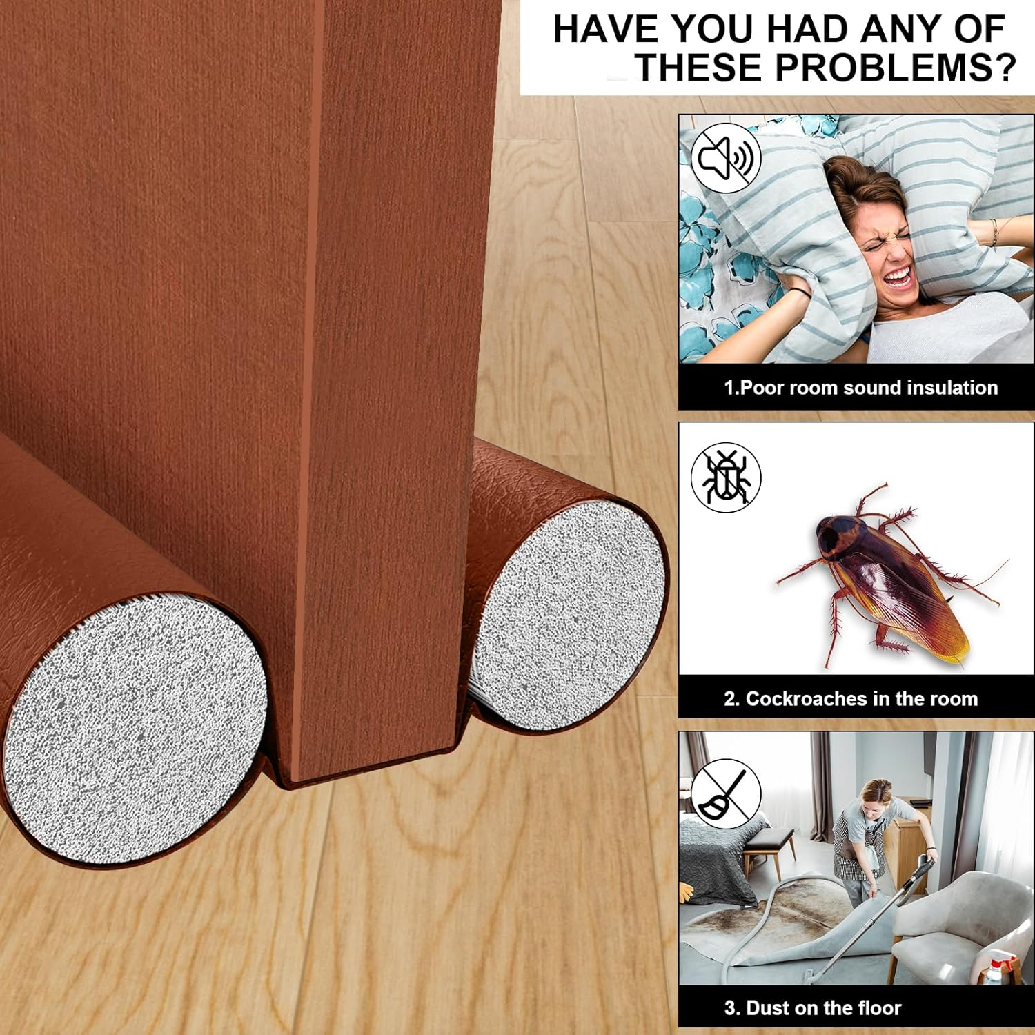 2,569/5,000 Door Draft Stopper, under Door Draft Stopper, Waterproof, Upgraded Adjustable with Noise Blocking, Door Draft Stopper, Double-Edge Design image number 3