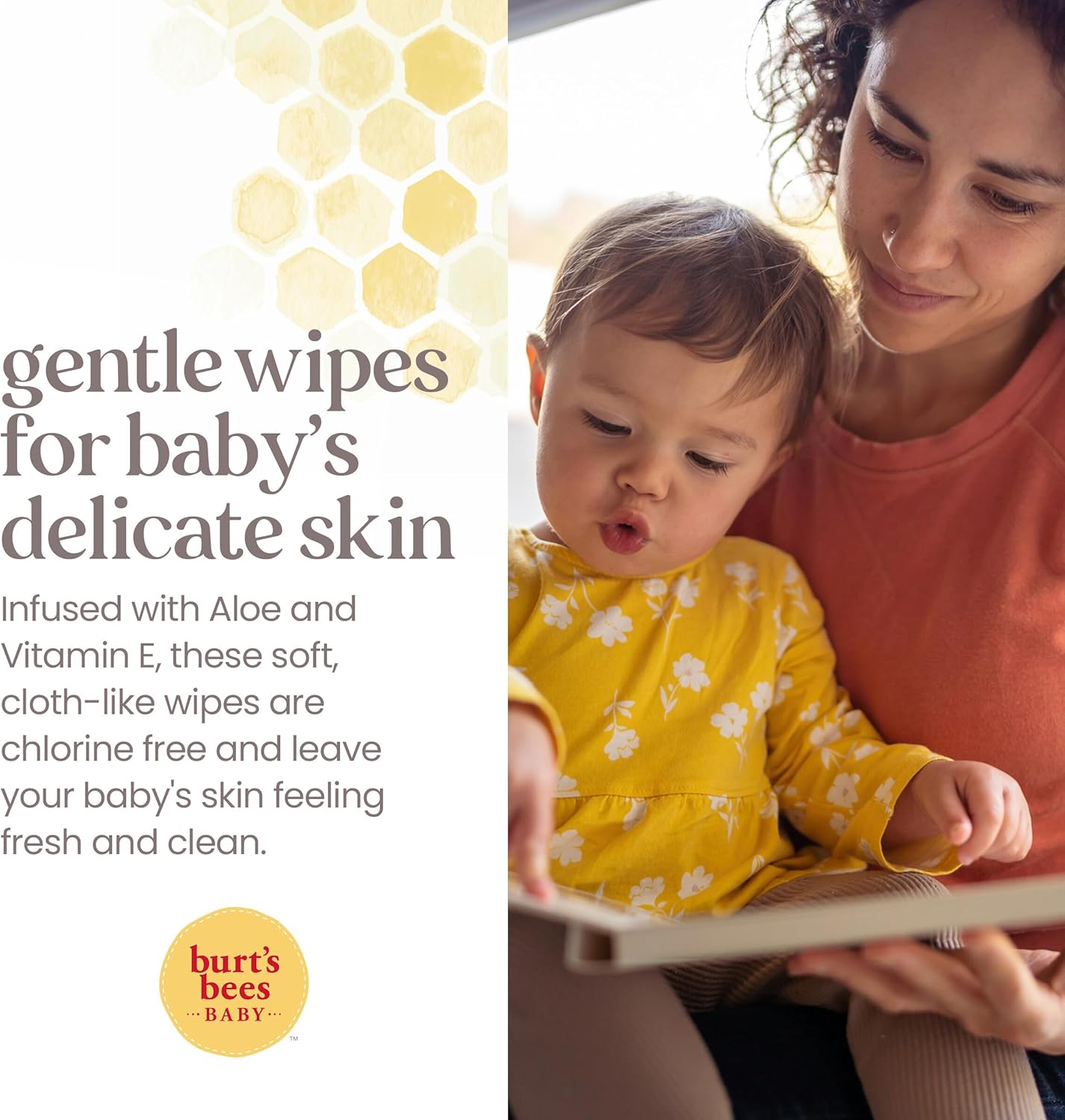 Burt&rsquo;S Bees Baby Wipes, Unscented Natural Baby Wipes for Sensitive Skin with Aloe and Vitamin E - 72 Wipes &ndash; 10 Pack image number 2