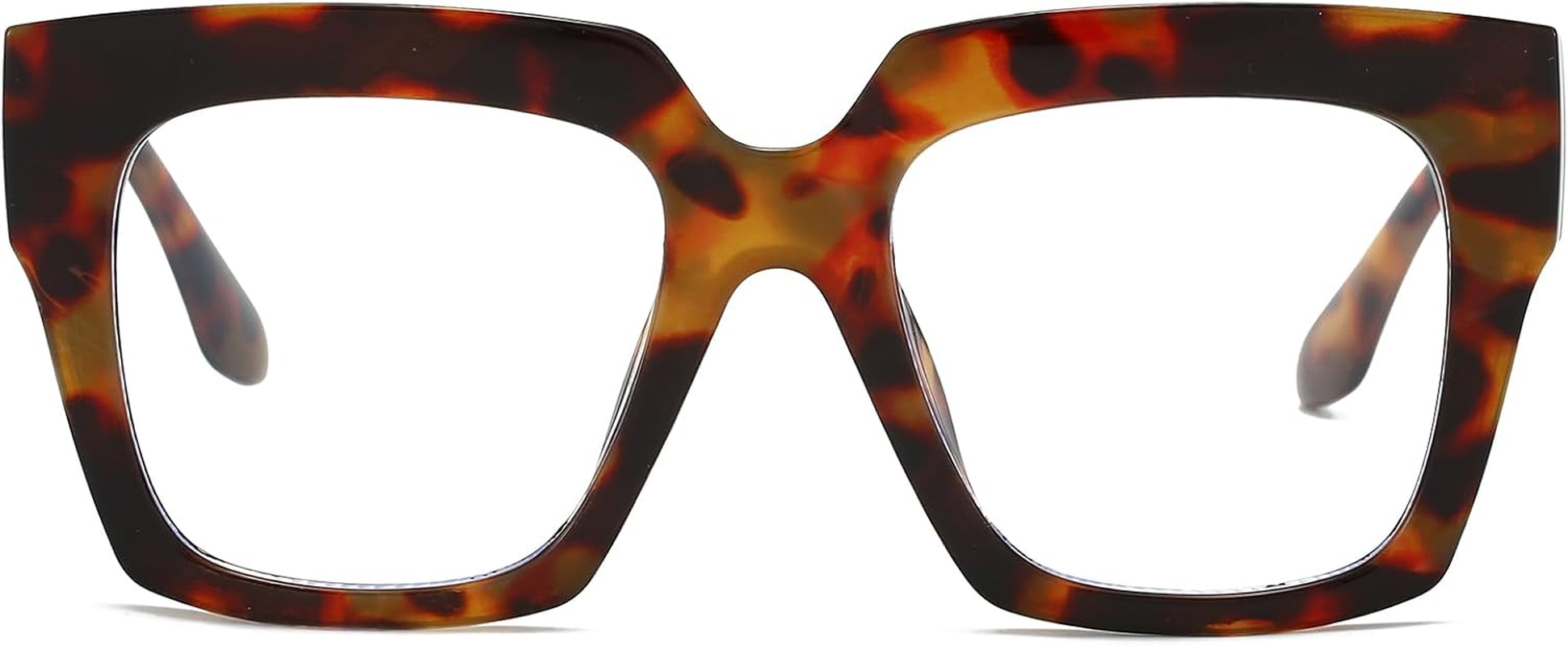 LJCZKA Oversized Square Blue Light Glasses for Women Men Computer Glasses Thick Frame anti Eyestrain for Reading, Texting & Gaming - Leopard image number 3