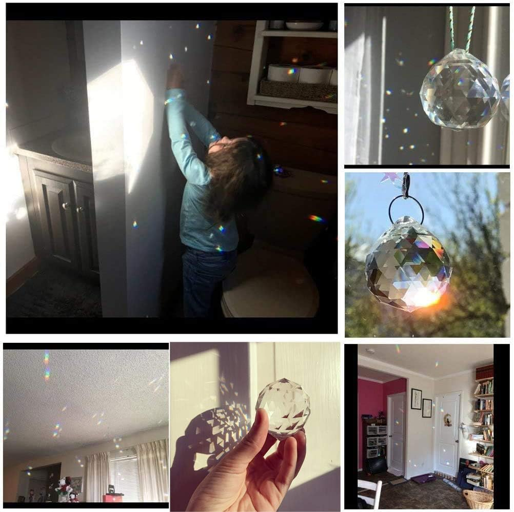 Adwikoso Crystal Ball Prism Pendant Glass Chandelier Hanging Pendant Feng Shui Sunshine Catcher Wedding Home Window D&eacute;cor (50Mm-4Pack) image number 1