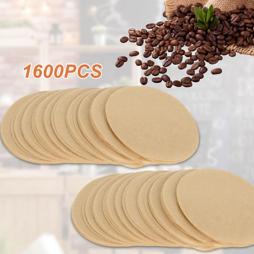 1600PCS Coffee Filter Replacement Paper,Unbleached round Unbleached Tea Filter Cap,Diy Espresso Cloth Filter Screen 64Mm image number 5