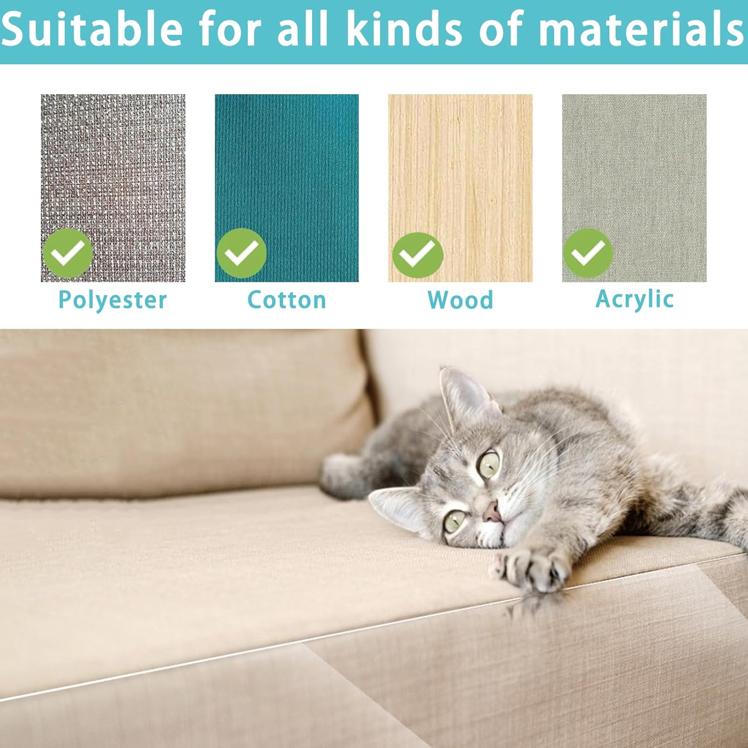 30 X 300 Cm Cat Scratch Protection Film, Scratch Protection Film, Sofa Cat with 20 Screws, Anti-Scratch Film for Cats, Wall Protection Film, Self-Adhesive, Film for Furniture, Sofa, Wall and Door image number 1