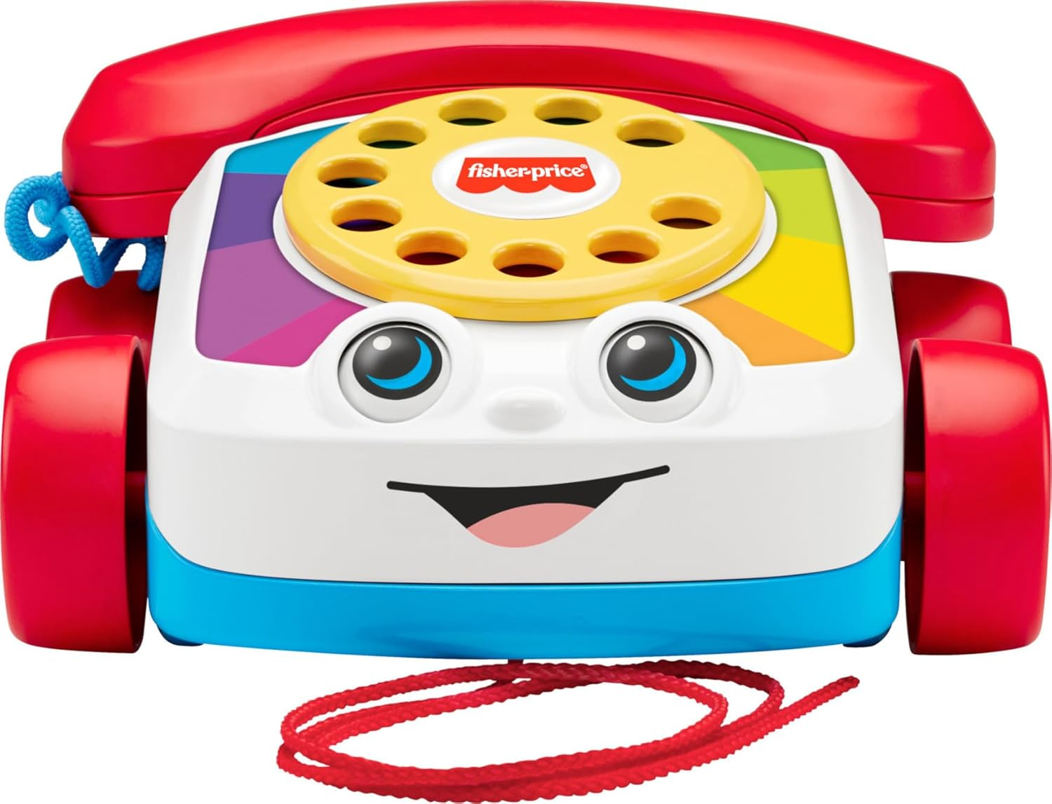Fisher-Price Toddler Pull Toy Chatter Telephone Pretend Phone with Rotary Dial and Wheels for Walking Play Ages 1+ Years image number 4