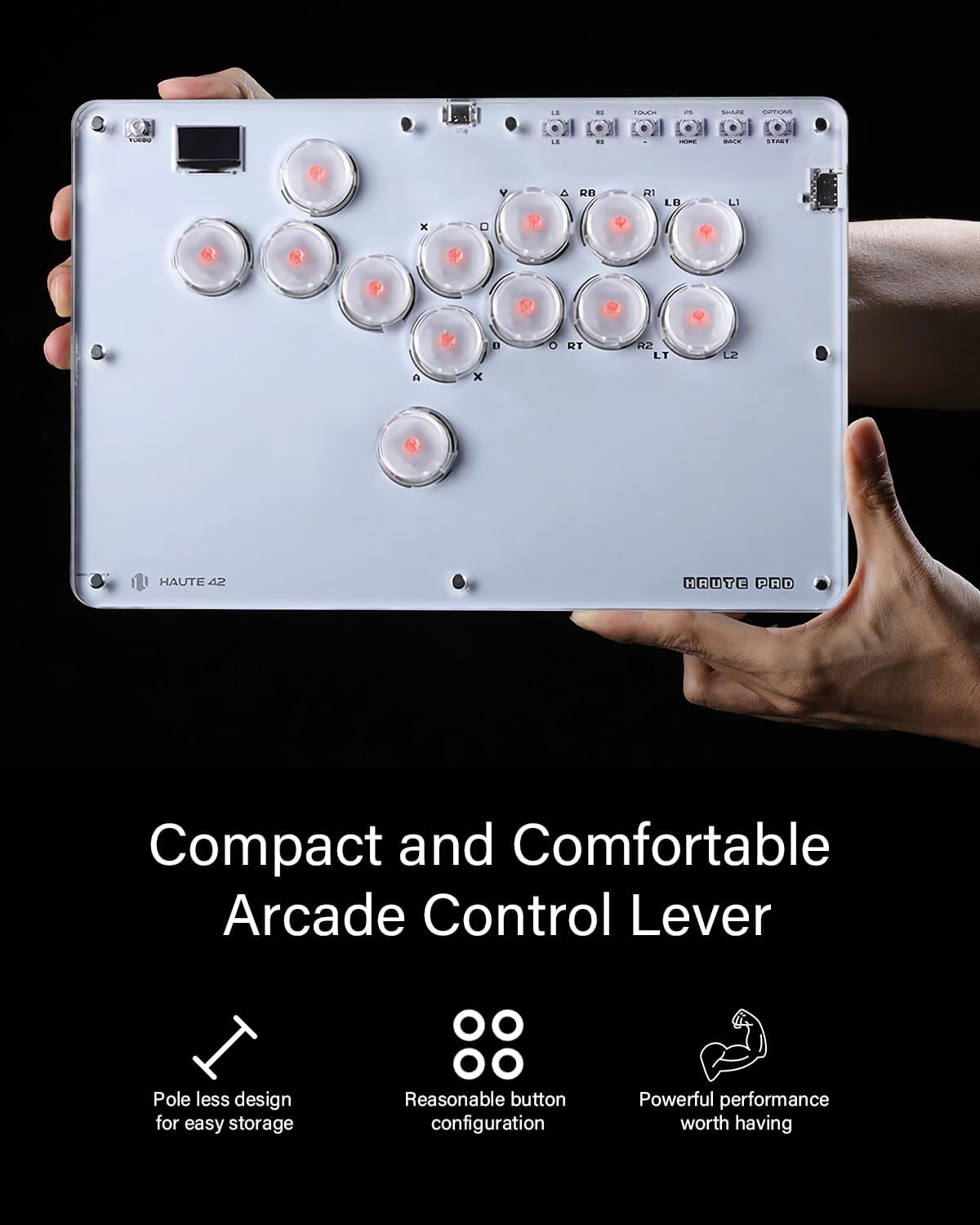 Jzw-Shop Arcade Stick T13, All-Button Arcade Controller for Switch/Pc/Ps4/Ps3 /Steam Deck, Slim Arcade Fight Stick Game Keyboard with Turbo & Custom RGB, Supports Hot-Swap & SOCD - R16Black image number 4