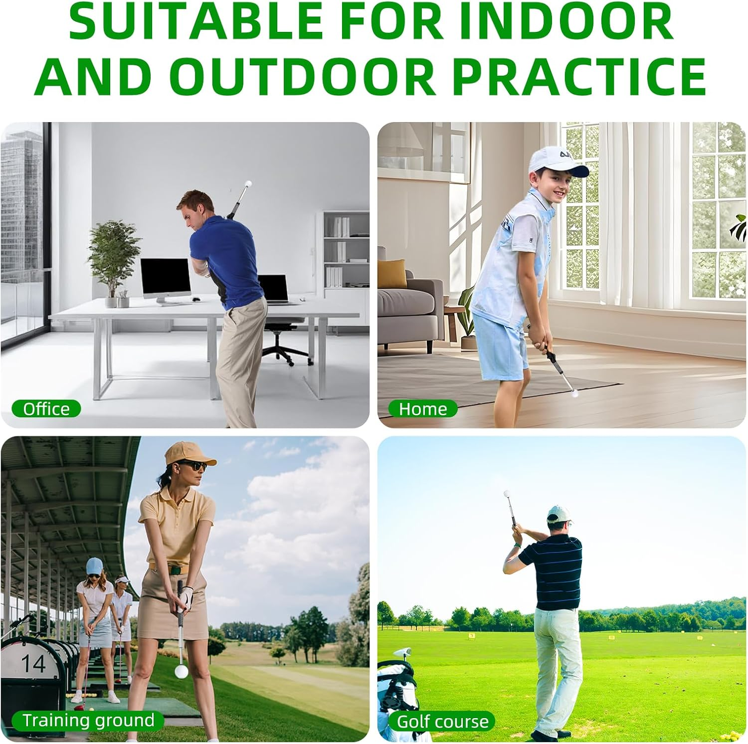 Retractable Golf Swing Trainer Aid, Golf Grip Trainer, Golf Accessories - Strength & Tempo Training for Chipping Hitting &ndash;Ideal for Beginners, Indoor & Outdoor Practice image number 2