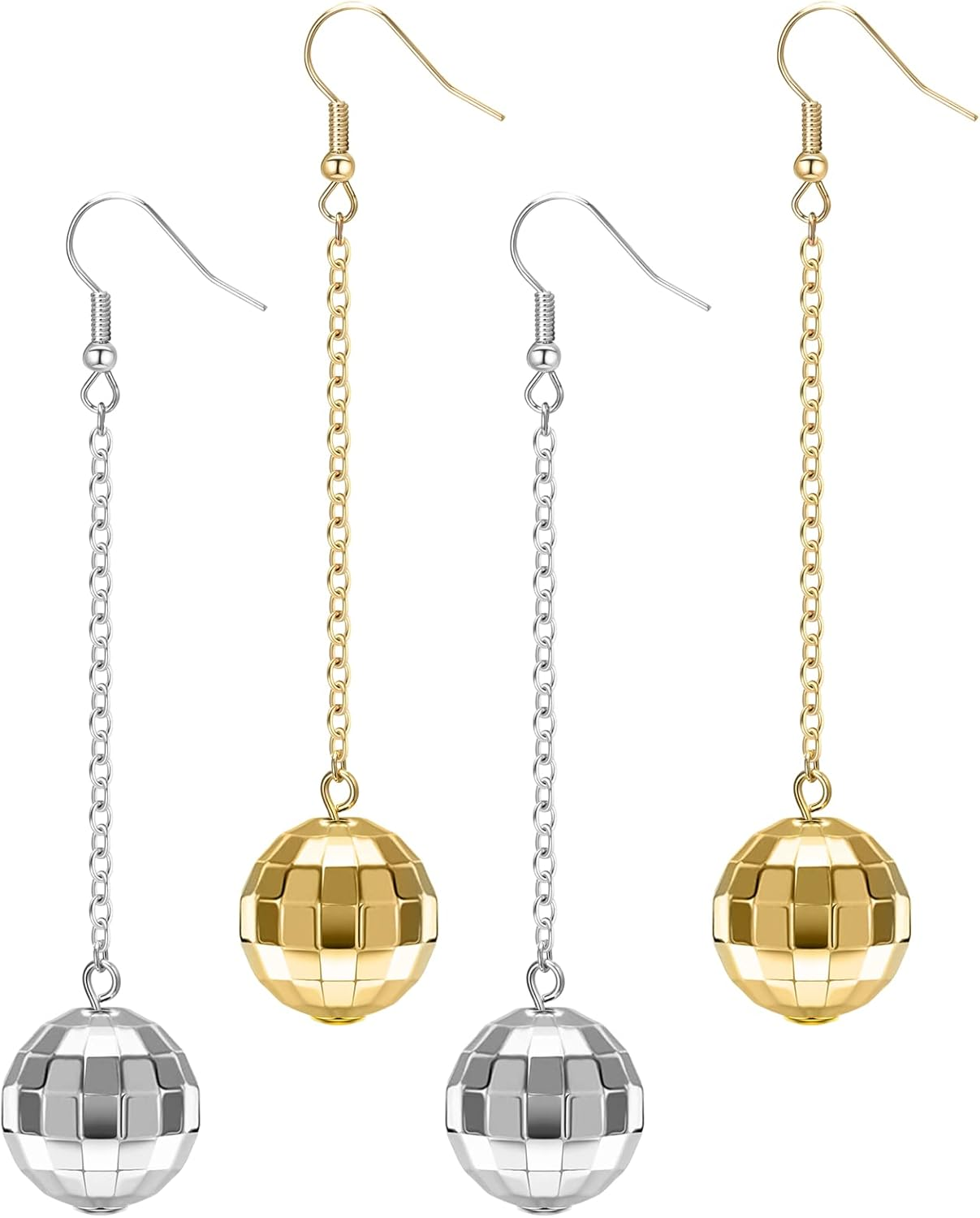 Disco Ball Earrings for Women Silver Gold Disco Mirrorball Earrings Perfect for 70S Outfits Dance Party Costume Accessories