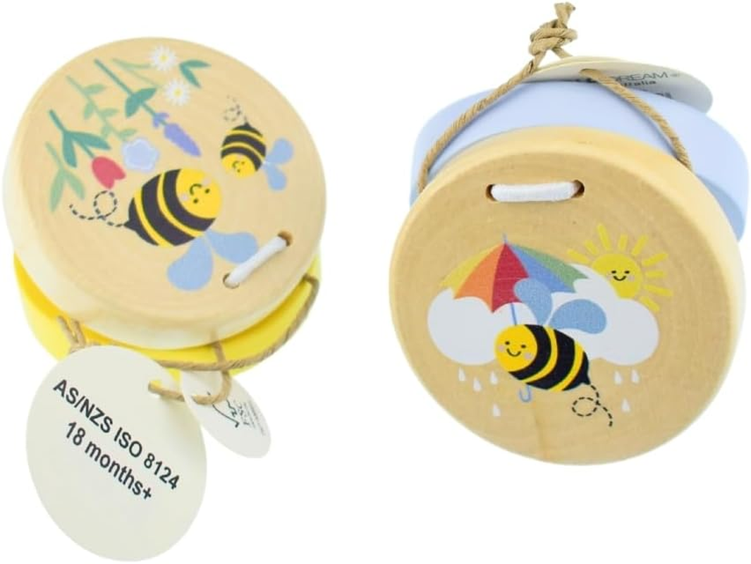 Koala Dream - Buzzy Days BEE Wooden Castanets - Set of 2- Musical Toys for Toddlers and Kids
