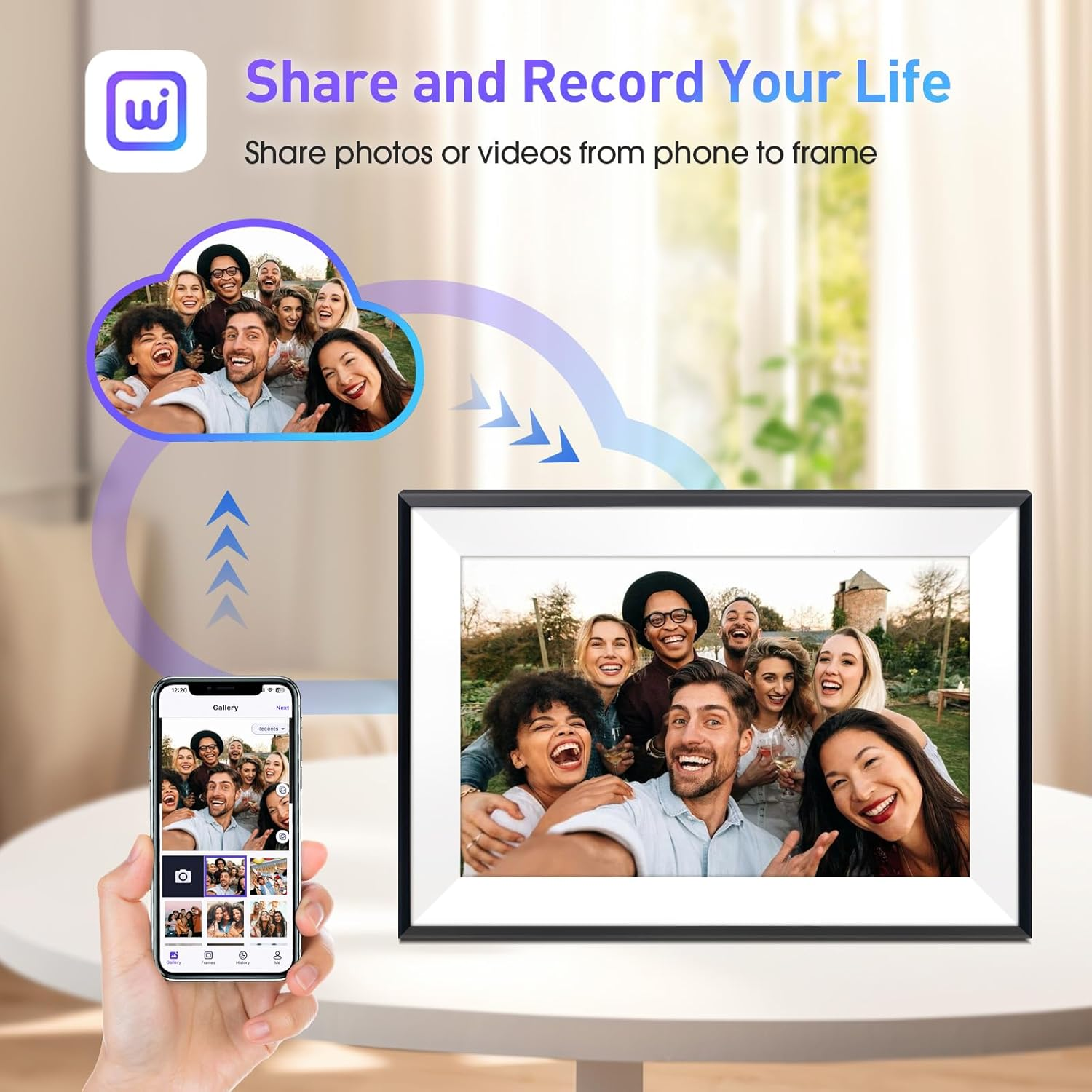 10.1" Digital Picture Frame,1280X800 HD IPS Touch Screen Photo Frame Electronic,32Gb Free Storage,Auto-Rotate,Wall Mounted, Easy Setup，Send Photos/Videos from Phone Instantly via Uhale App,White image number 2