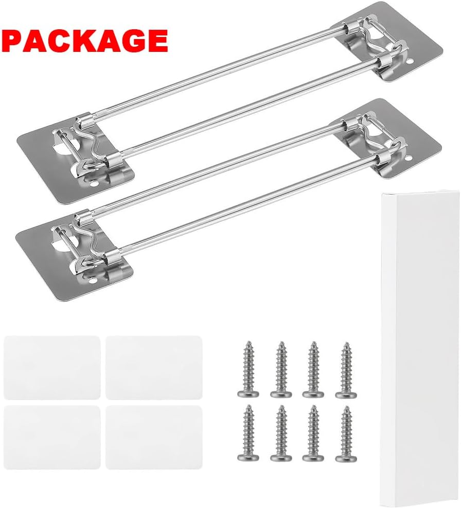 2 Pack RV Shower Corner Storage Bar, 9-14 Inch Adjustable Stainless Steel Rods with 180&deg; Swivel Bases, Adjustable Stainless Steel Rod for Corner Shelves in Camper,Must Have Accessories image number 2