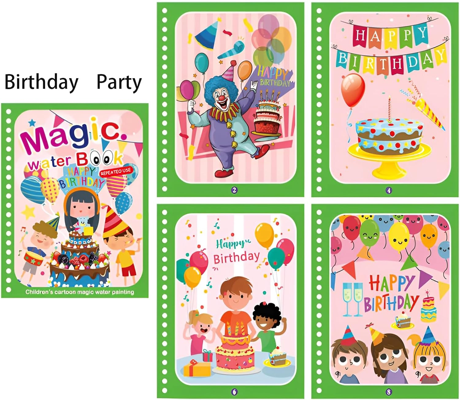 MYLEUS 6 Set Water Drawing Books for 3-6 Kids, Kids Montessori Toys Reusable Magic Water Coloring Book Magica Drawing Books Painting Toys Toddler Early Education Toys(Pen Random Color)