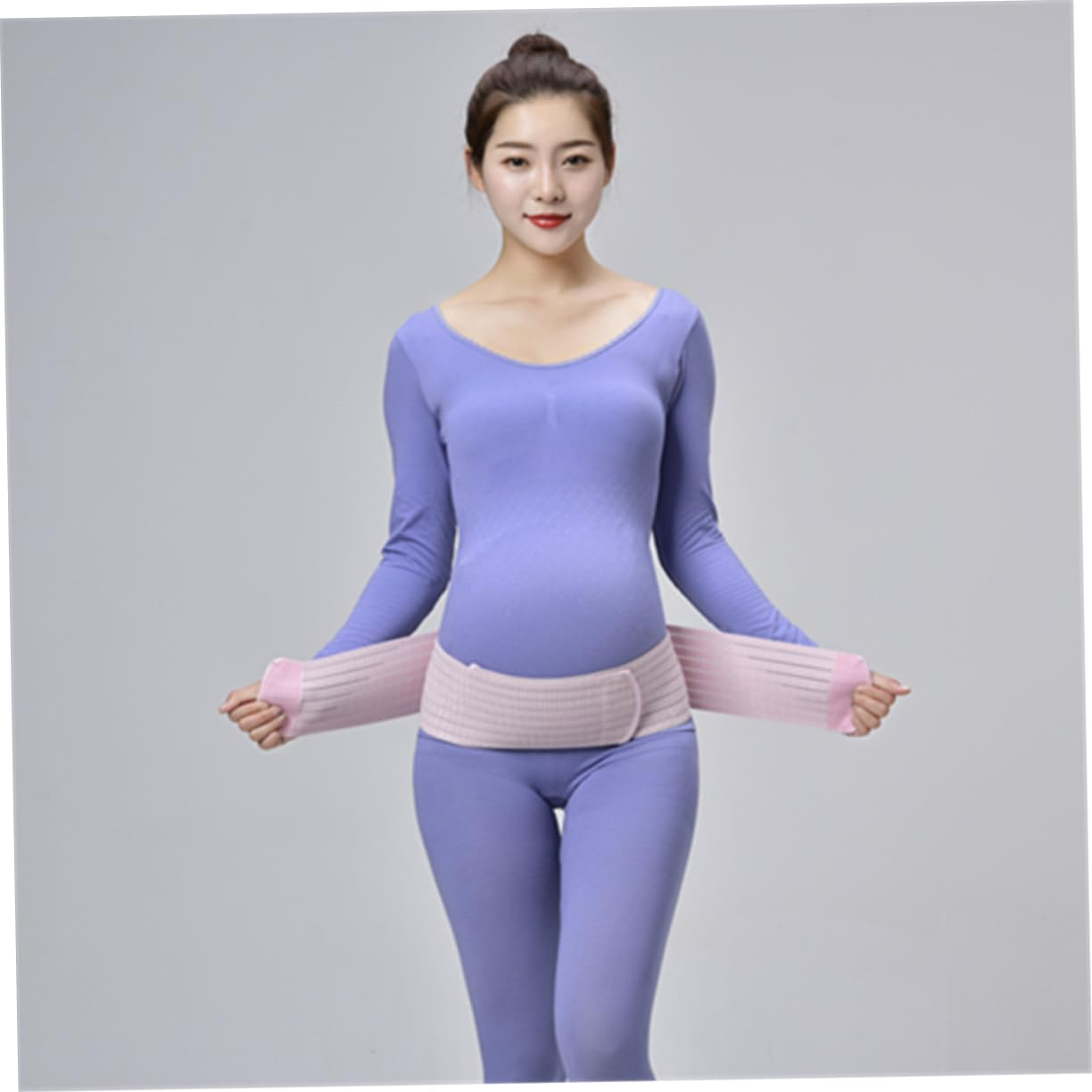 PACKOVE Breathable Dual-Layer Pregnancy Abdominal Belt Postpartum Pelvic Support Band Waist Care Back Brace for Pregnant Women Pink Free Size image number 6