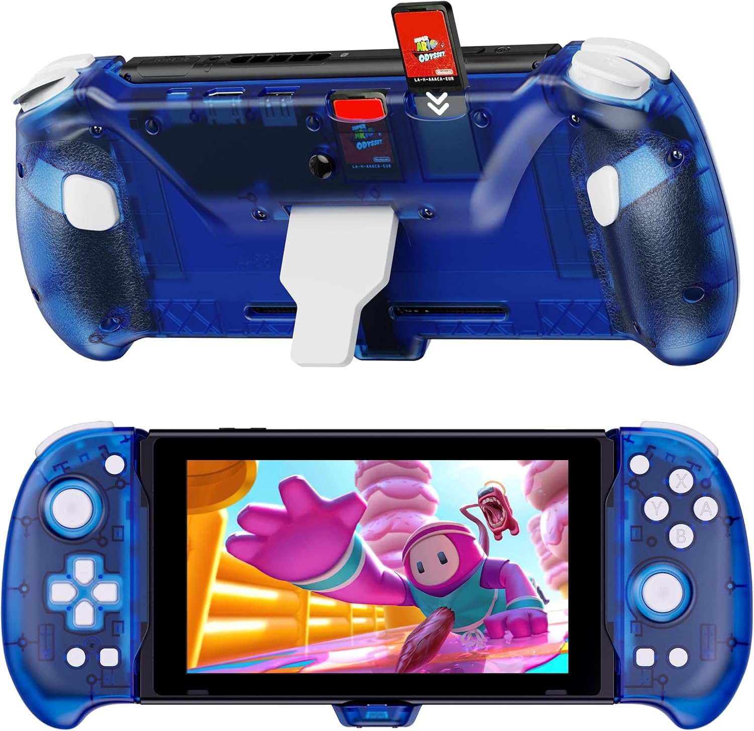 Nexigo Hall Effect Gripcon with Kickstand and HDMI Out for TV Docking, Hall Sensing Joystick for Switch/Switch OLED, Handheld Mode, 4K/1080P Supported HDMI and USB 3.0 Port, Blue