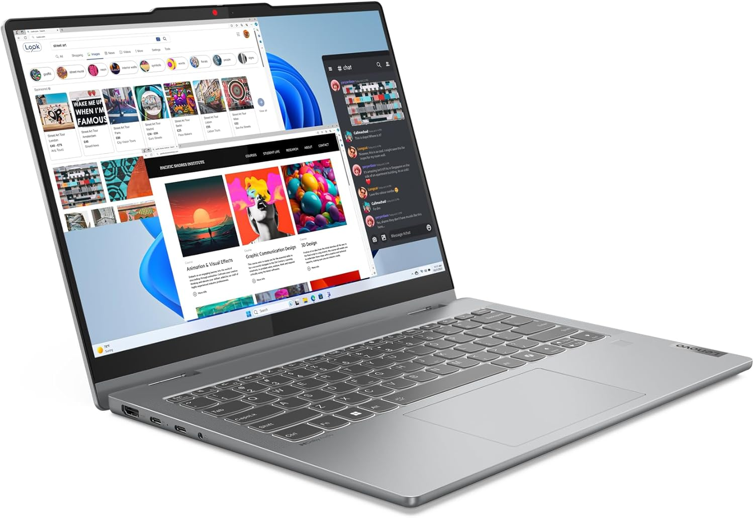 Lenovo Ideapad 5 2-In-1 Notebook 14IRH9 14" WUXGA OLED Touch Display Intel Core I7-13620H 16GB 512GB SSD Digital Pen Win11H Luna Grey image number 3