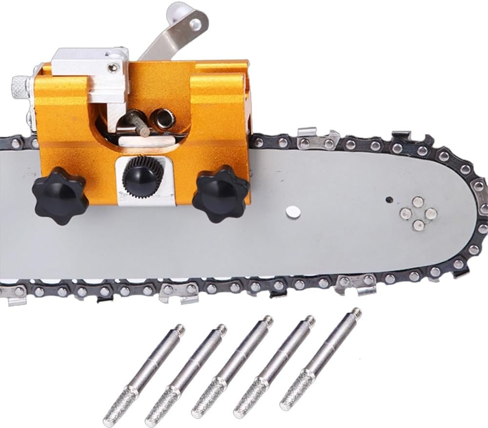 Chainsaw Sharpener, Hand Crank Chainsaw Sharpener, Portable Chainsaw Sharpening Kit with Vise Jig Guide Sleeve & 5X Grinding Rod for Electric Chainsaws All Chain Saws image number 2