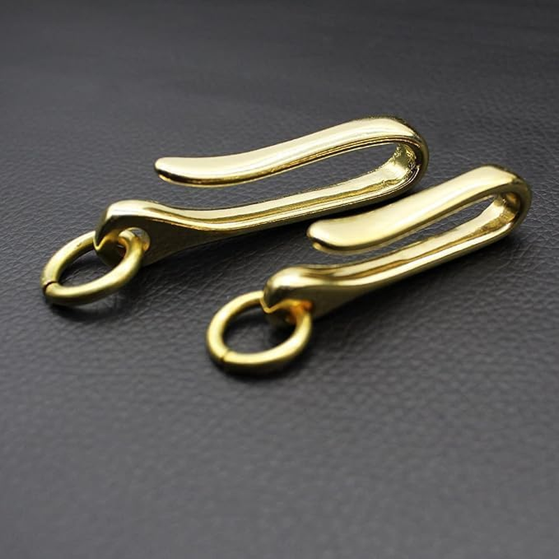Solid Brass U Hook Key Loop Pocket Clip with Ring, Simple Style Car Keychain for Men Women image number 5