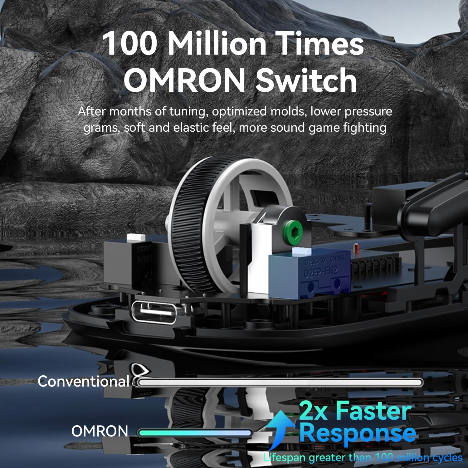 ATTACK SHARK X1 Ultralight Wireless Gaming Mouse with Magnetic RGB Charging Dock,Anti Slip Grip Tape,Pixart PAW3395 Pro Sensor,40000Dpi,Bt/2.4Ghz/Wired,Optical Micro Switch for PC Mac Gamer(Black) - Black image number 3