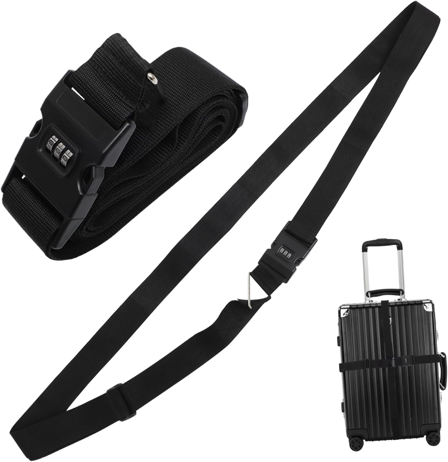 Baluue Luggage Straps Cross Suitcase Belt with Combination Lock, Adjustable Travel Luggage Fixing Strap for Checked and Hand Bags, Sturdy Orange Suitcase Accessories for Secure Travel