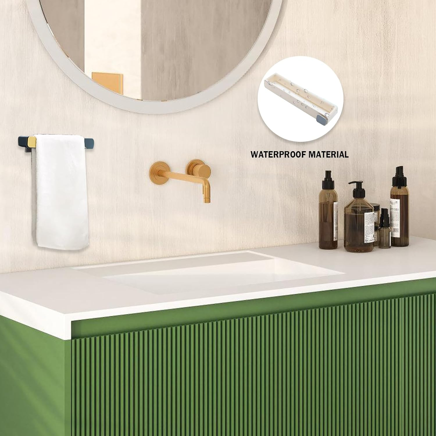 2-Pack Towel Bars, Wall-Mounted Bath Towel Racks, Self-Adhesive No-Drill Installation, Suitable for Bath Towels/Hand Towels, Modern Minimalist Design (White) - Blue image number 2