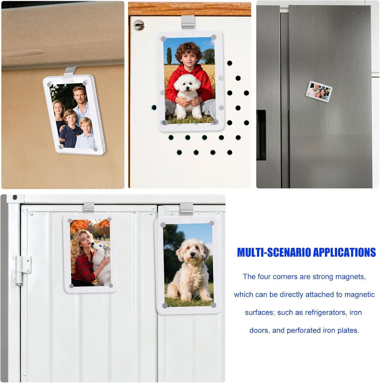 2Pcs Car Picture Holder, Clear Acrylic Magnetic Car Visor Photo Clip Personalized 3" & 4" Size Picture Frame for Sunshade Vent Dad Mother Kid Pet image number 4