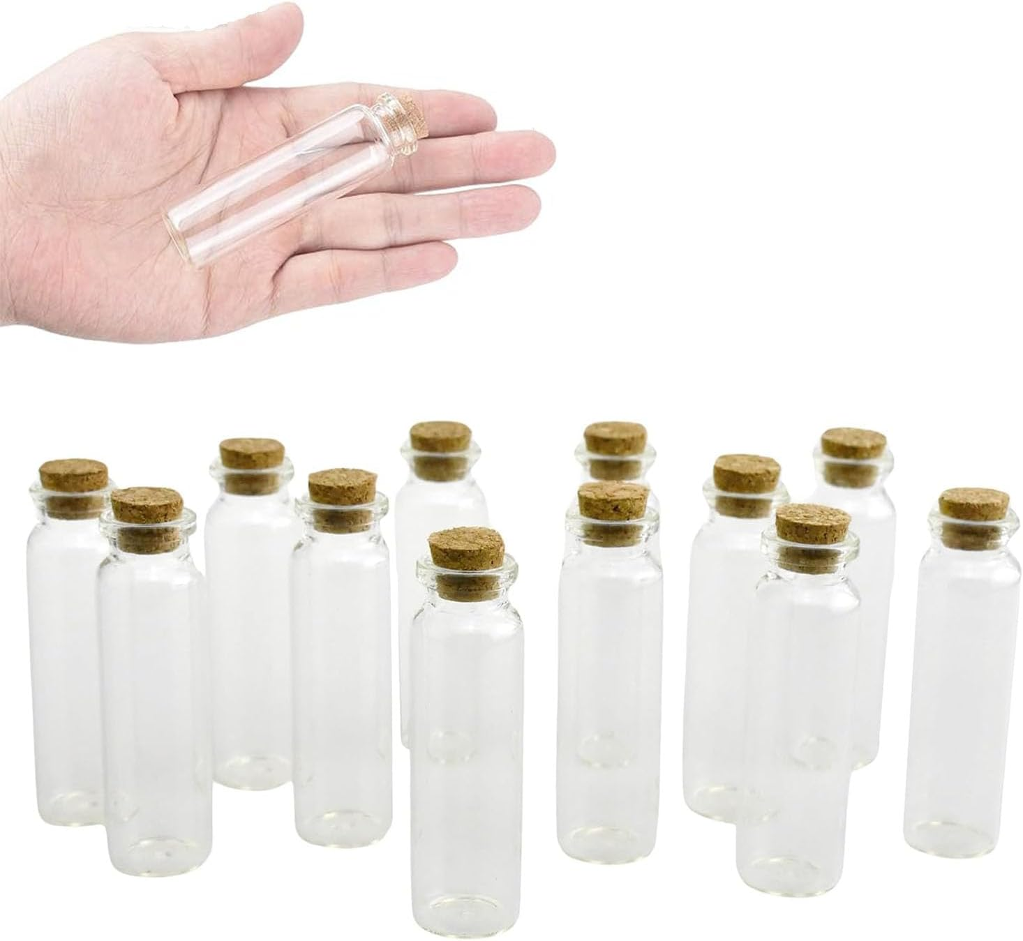 24 Pcs Corked Glass Baby Teeth Hair Keepsake Bottles Mini Wishing Jars for DIY Decoration for Preserving Memories, Glass Bottles Cork Stoppers Decoration Mini Glass Vials Cork Message Bottle image number 4