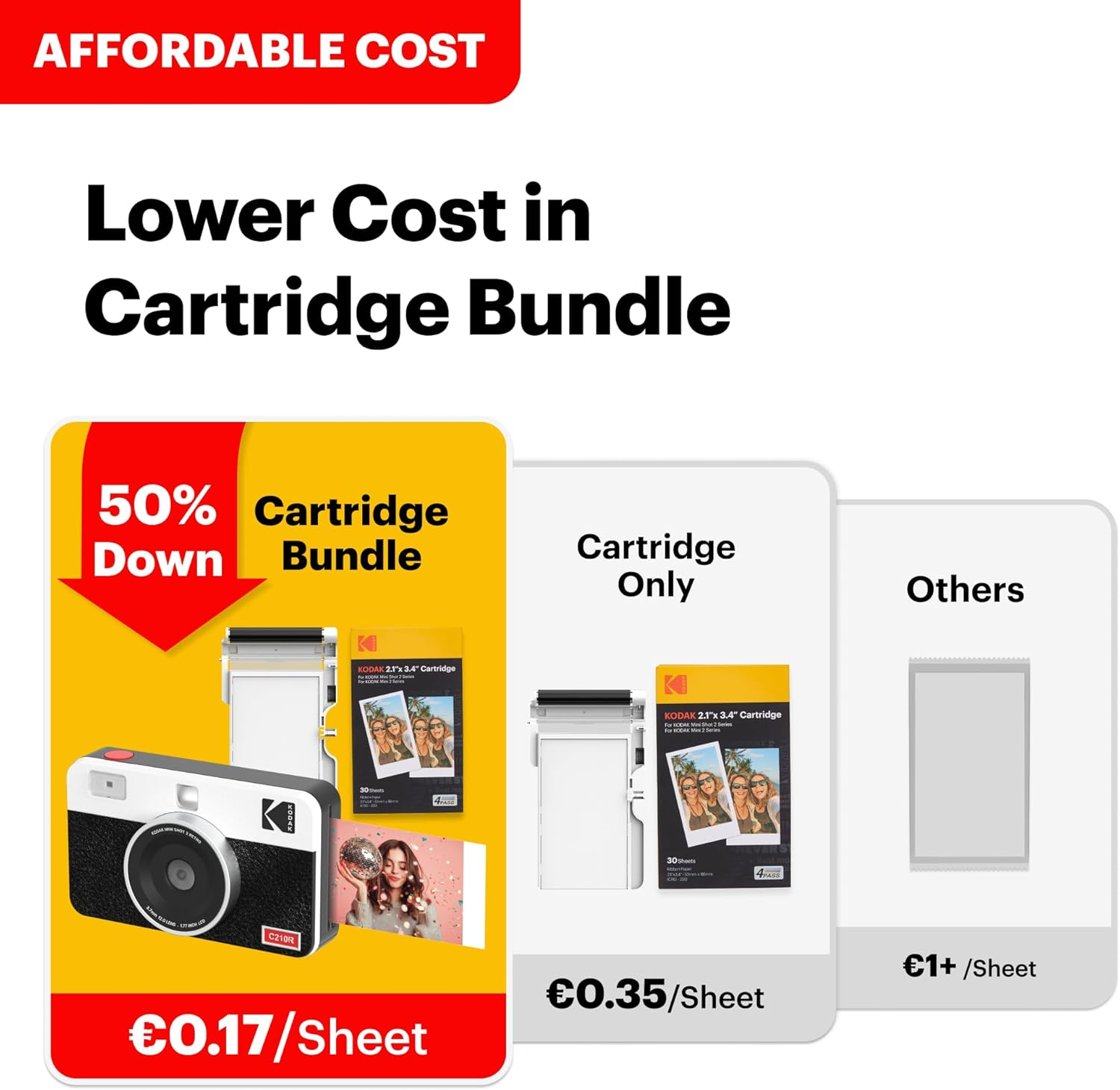 Kodak Mini Shot 2 Retro Instant Camera with Cartridge plus Accessories Bundle, Yellow