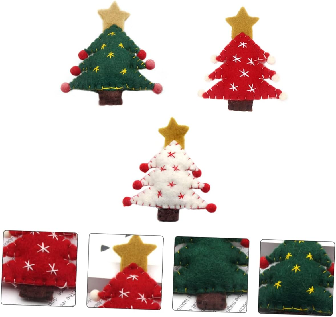3Pcs Christmas Tree Felt Pendants Unique Decor for Boys and Girls Holiday Accessories Random Colors for Christmas Decorations and Festive Celebrations image number 2