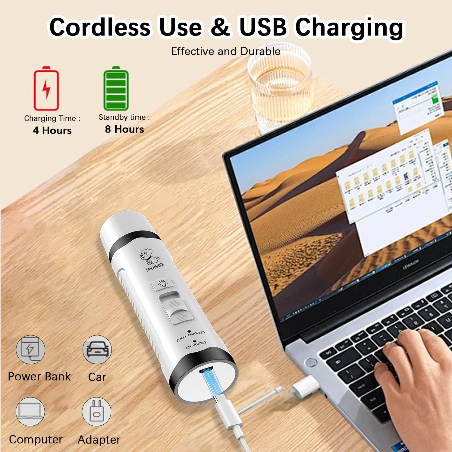 Bemuiz Dog Nail Grinder with Dog Nail Trimmers, 3 Pcs Dog Nail Clippers Kit for Large Medium Small Dogs & Cats, Quiet Electric 2-Speed USB Rechargeable Pet Nail Grinder with Light, Gifts for Dog Lovers image number 5