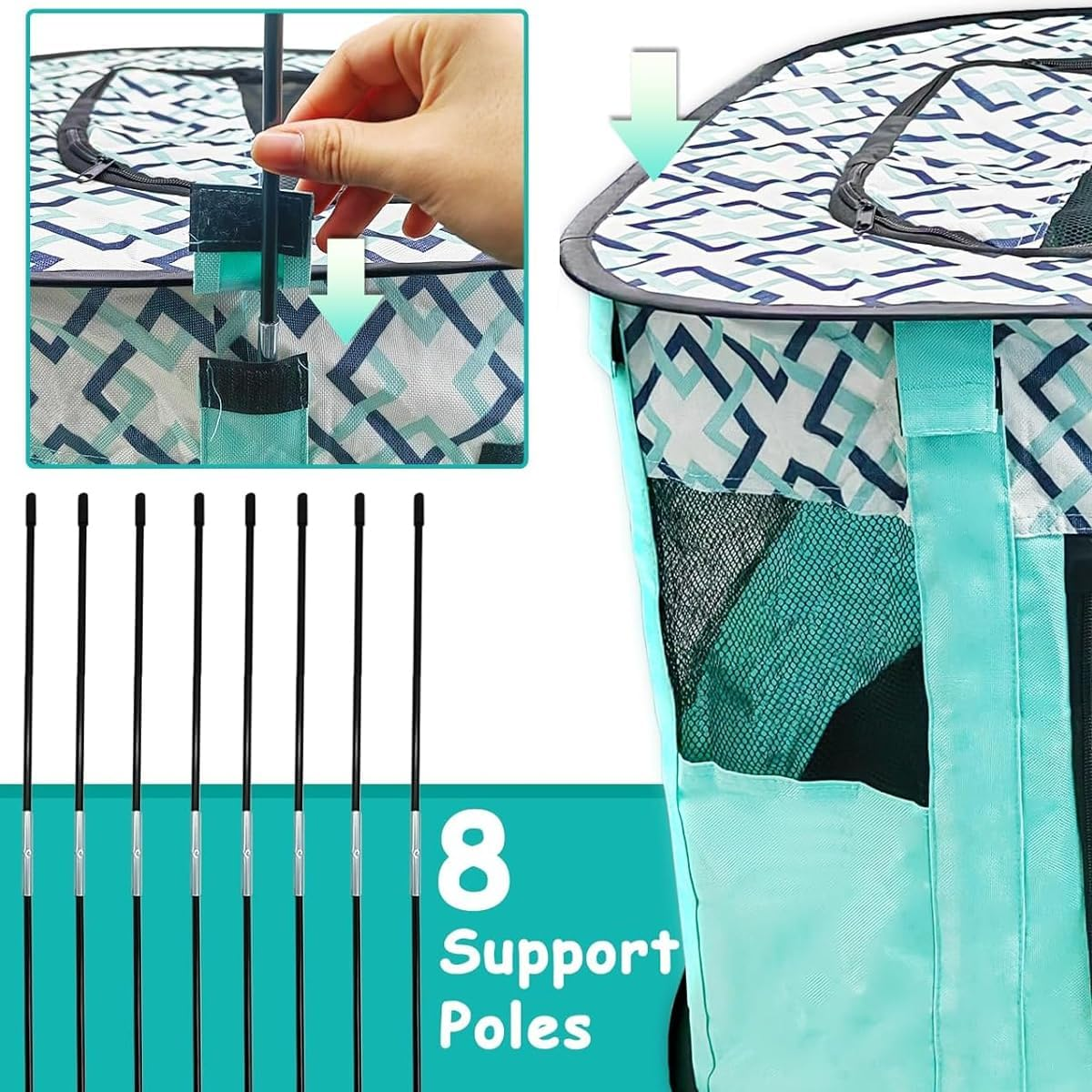 AIMALL Foldable Pet Playpen, Portable and Durable Cat and Dog Kennel with Waterproof Oxford Fabric, Available in M, L, XL - Cyan-L image number 6