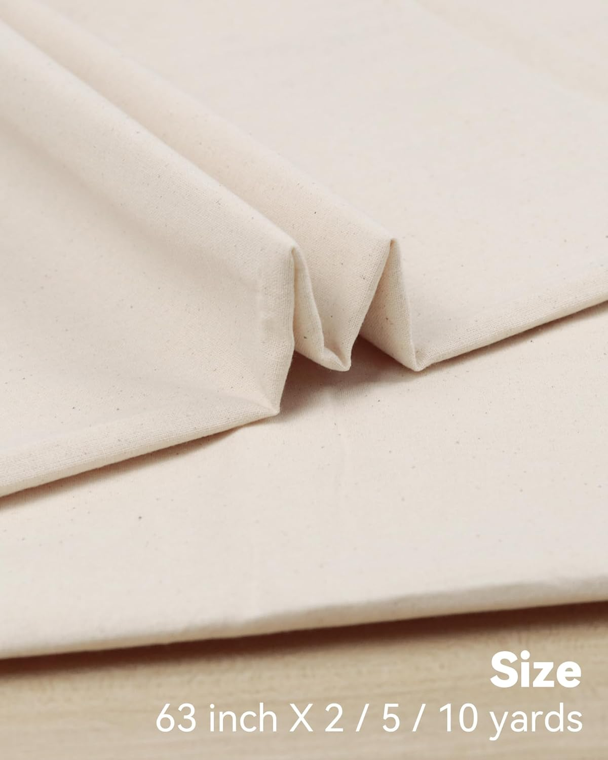 HOTGODEN Medium Weight 100% Cotton Muslin Fabric: 63 Inch X 2,5,10 Yards Unbleached Muslin Linen Fabric Material for Sewing Material Apparel Cloth image number 2