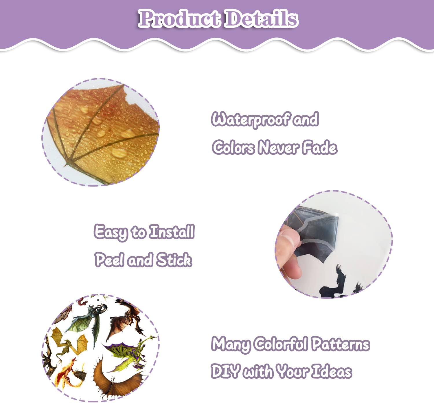 WOYINIS 3D Fantasy Dragon Wall Decal Peel & Stick Dragon Flying Wall Stickers Removable Vinyl Wall Art Decor for Kids Living Room Classroom Nursery Decoration image number 4