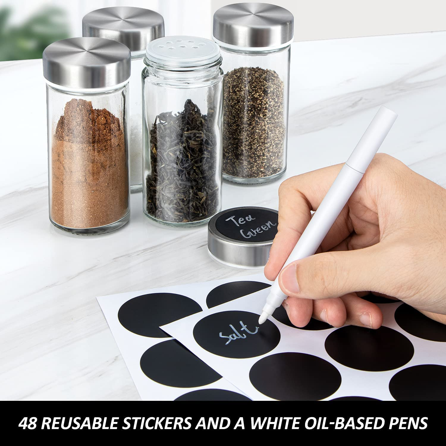 Rotating Spice Rack Organizer with Jars(20Pcs), Revolving Spice Carousel Seasoning Organizer for Cabinet, Kitchen Spice Racks for Countertop, Revolving Farmhouse Spice Organizer image number 2