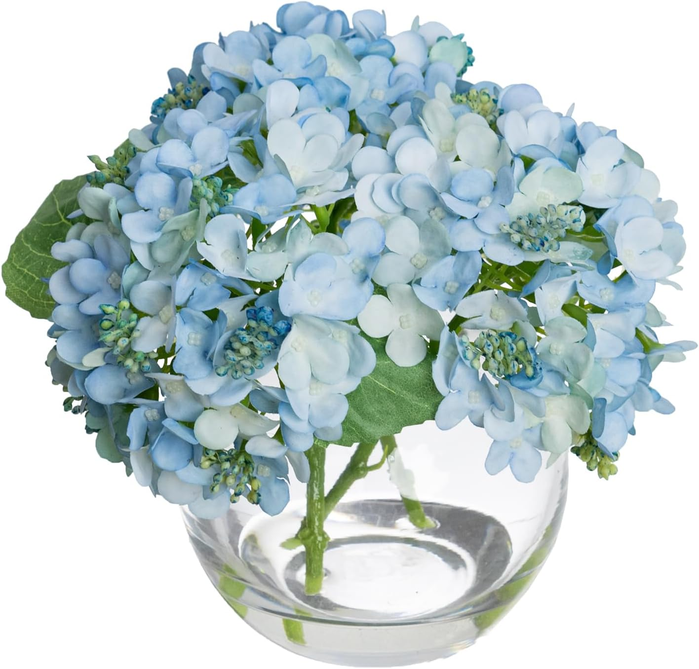 Glamorous Fusion - 19Cm Hydrangea Arrangement in Glass Fishbowl Vase (Pink)