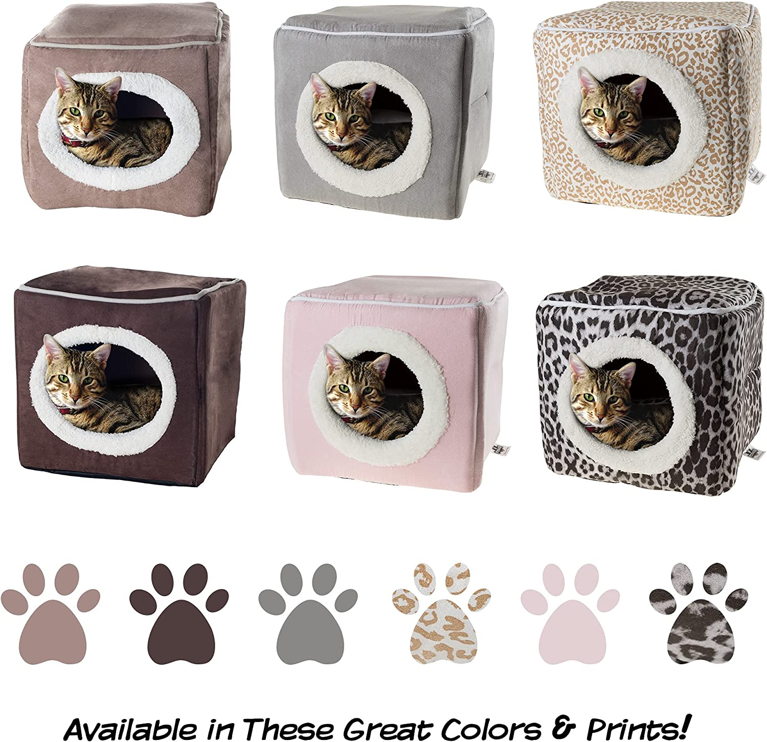 PETMAKER 80-PET6018 Cat Pet Bed, Cave- Soft Indoor Enclosed Covered Cavern/House for Cats, Kittens, and Small Pets with Removable Cushion Pad (Grey), 13X12X12