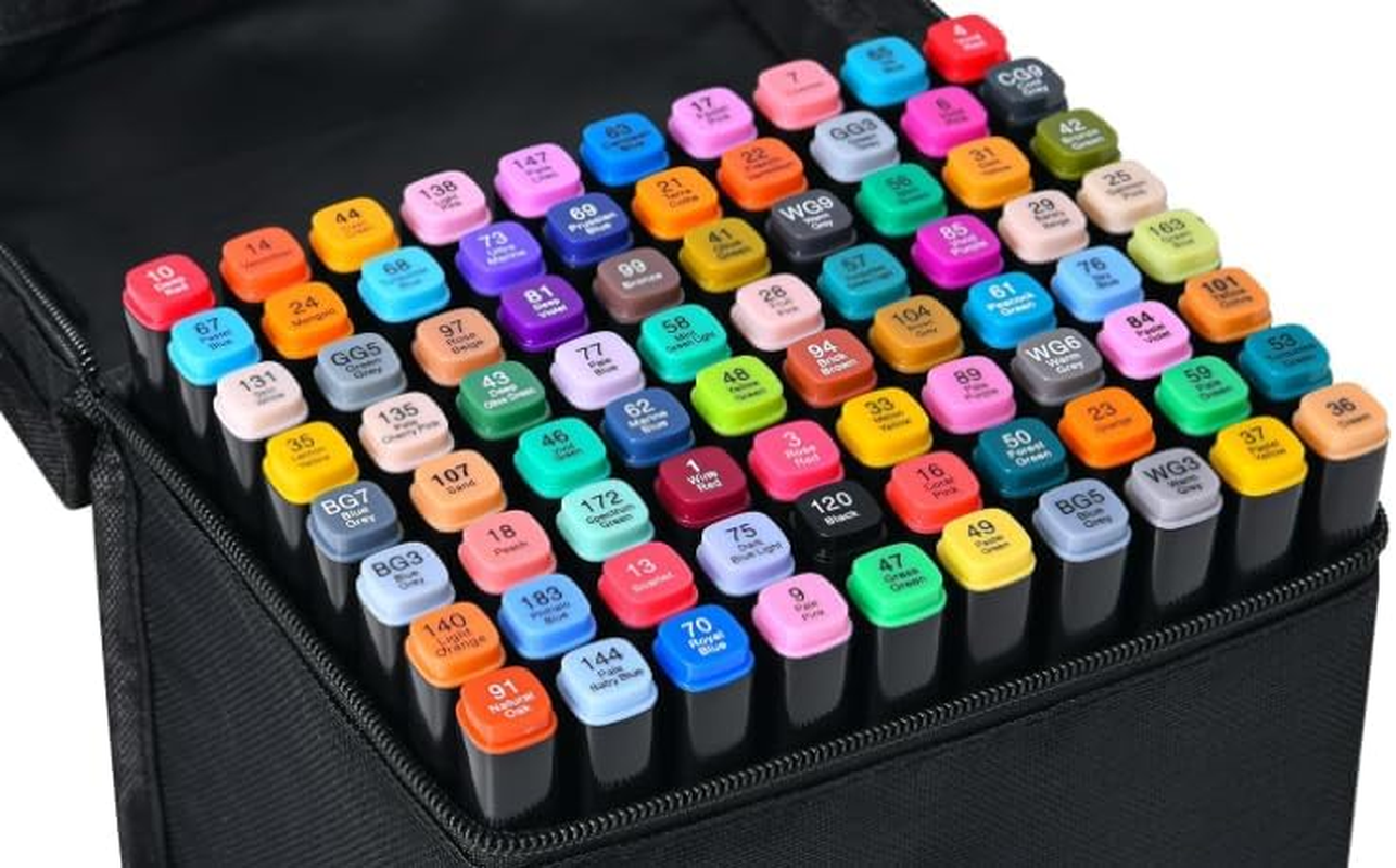 80 Colors Dual Tips Art Twin Sketch Markers,Alcohol Brush Tip Markers Set Coloring Art Markers with Case for Sketching, Adults and Kids Coloring Books and Illustration image number 2