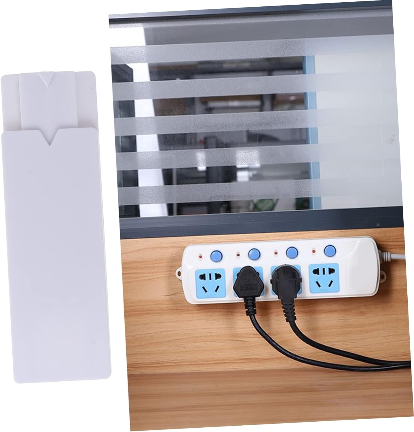 HOMSFOU 6Pcs Power Strip Fixator Self Adhesive Wall Mount Holders for Cable Organizers PP Material Easy Installation Suitable for Various Surfaces image number 4