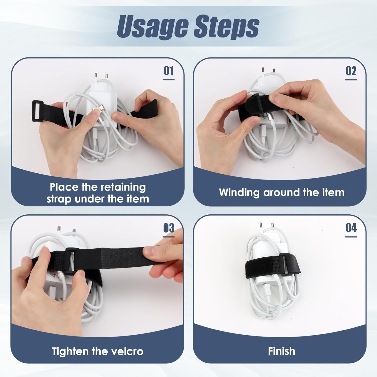 16 Pack Hook and Loop Cable Ties, 1" X 12" Hook and Loop Straps with Buckles - Heavy Duty Reusable Adjustable Cable Organizers for Home, Office & Car (Black)