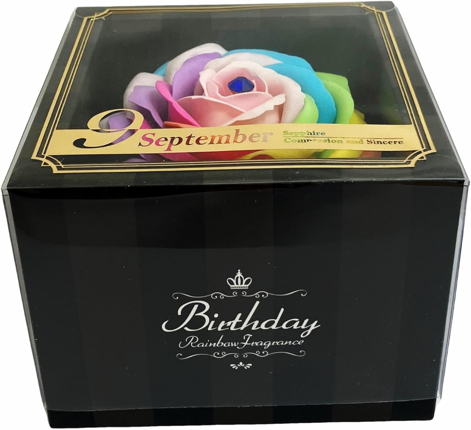 Q-FLA Soap Flower Birthday Rainbow September Birthstone Sapphire Rainbow image number 4