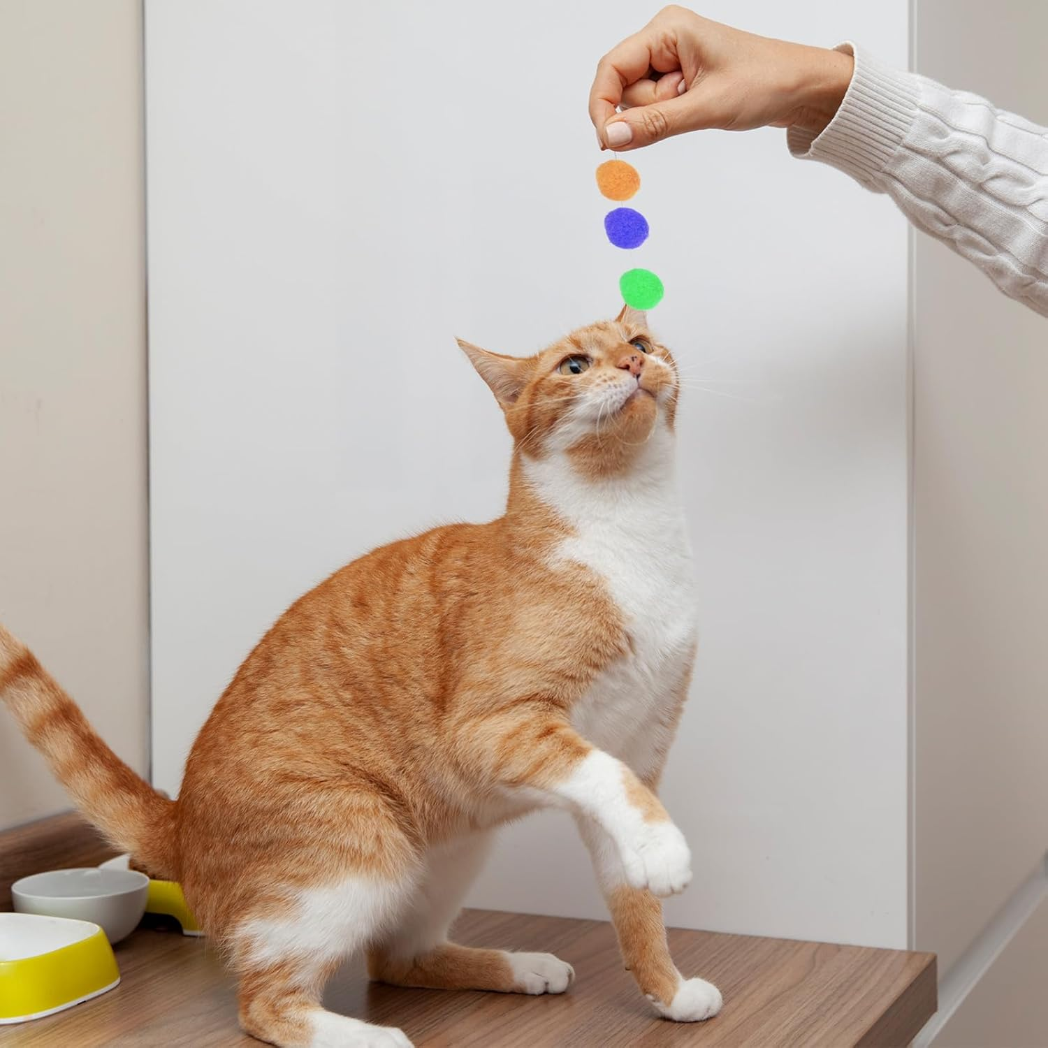 Bremorou Pack of 100 Cat Balls, 2.5 Cm, Colourful Plush Balls, Interactive Cat Toy, Felt Balls for Cats, Soft Pom Poms, Indoor Play Ball image number 3