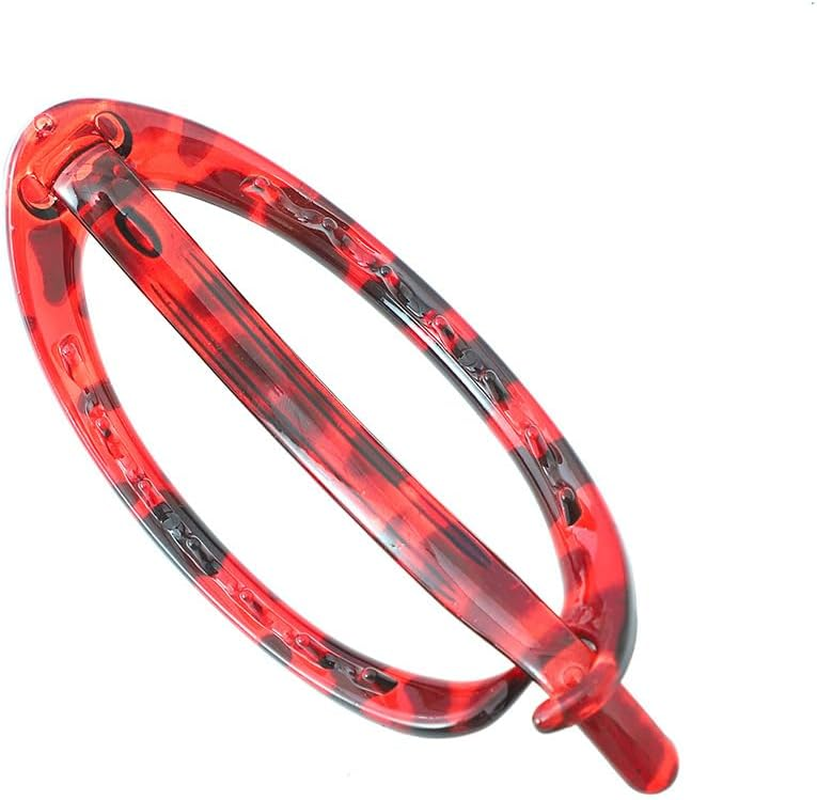 Plain Oval Metal Free Hair Barrette Clips Women Hair Accessories (Red, One Size) image number 1