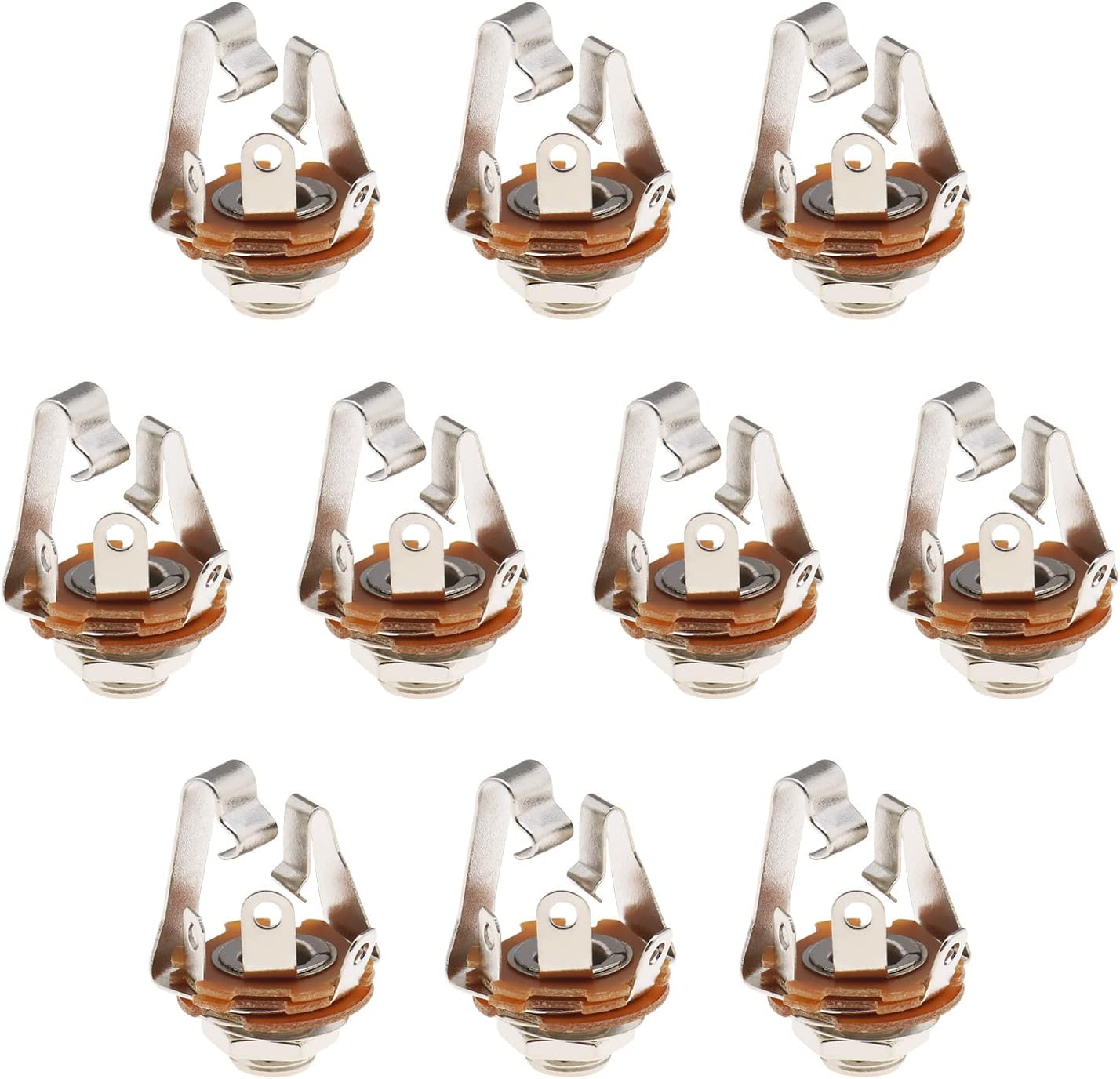 Emsea 10PCS 6.35Mm (1/4 Inch) Stereo TRS Female Jack Socket with Washer and Nut Solder Type for Audio Electric Guitars Speakers Foot Switch Bass Fender image number 2