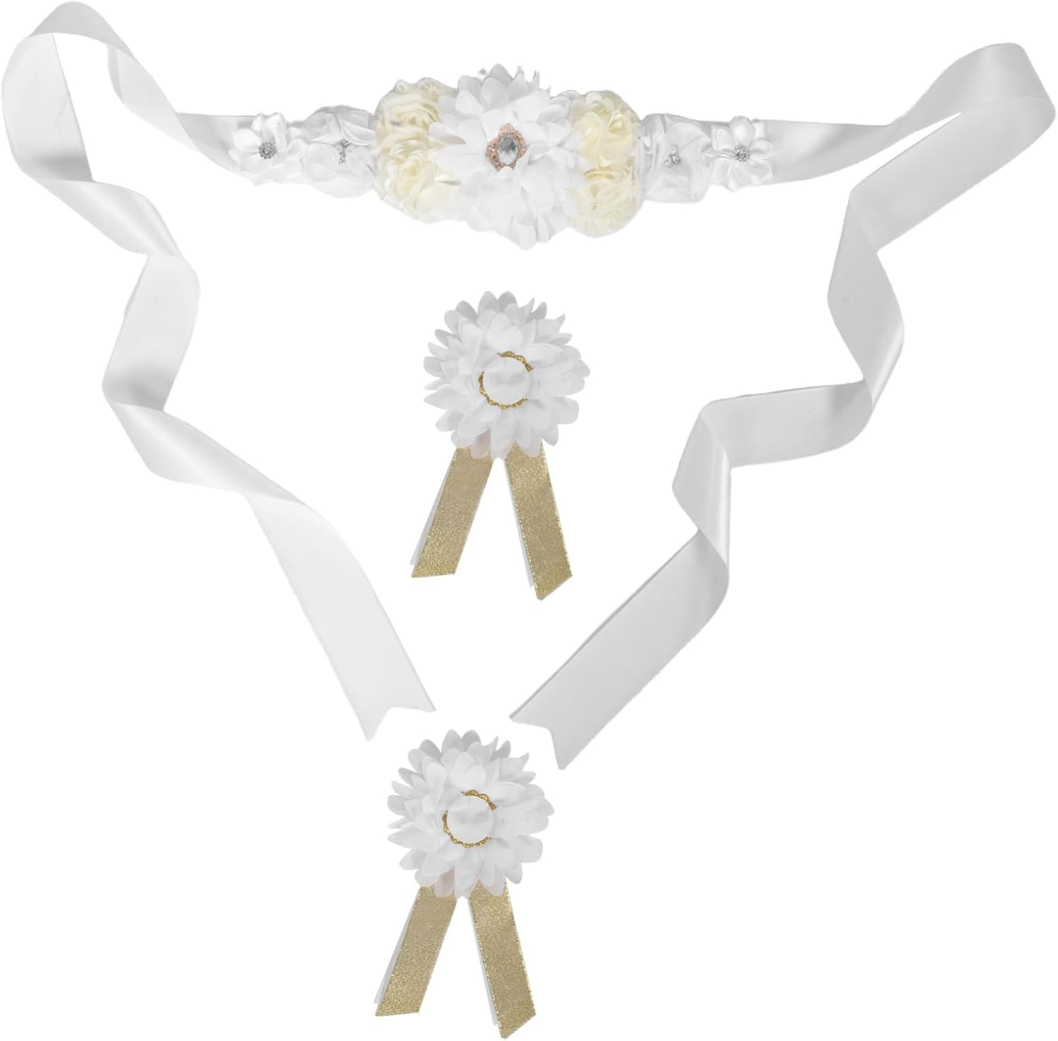 Adjustable Maternity Floral Sash Belt with Elegant Flower Accent for Pregnant Women Soft Breathable Shower Belly Band for Pregnancy Photography and Special Events image number 3