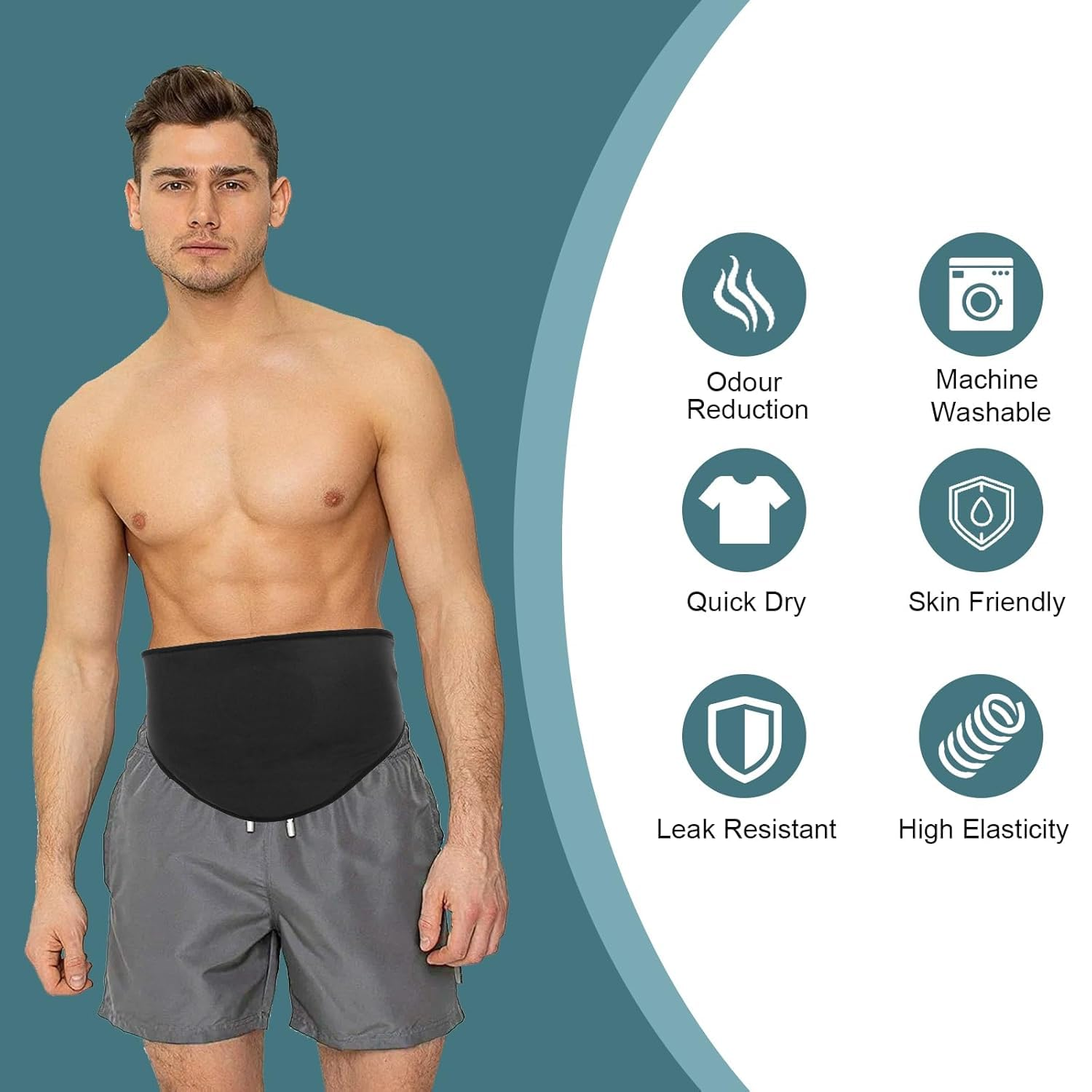 Ostomy Belt for Men & Women | Stealth Ostomy Bag Cover for Sports & Swimming | Ileostomy Support Wrap with Inner Pocket | Stoma Support Belt (L) image number 2