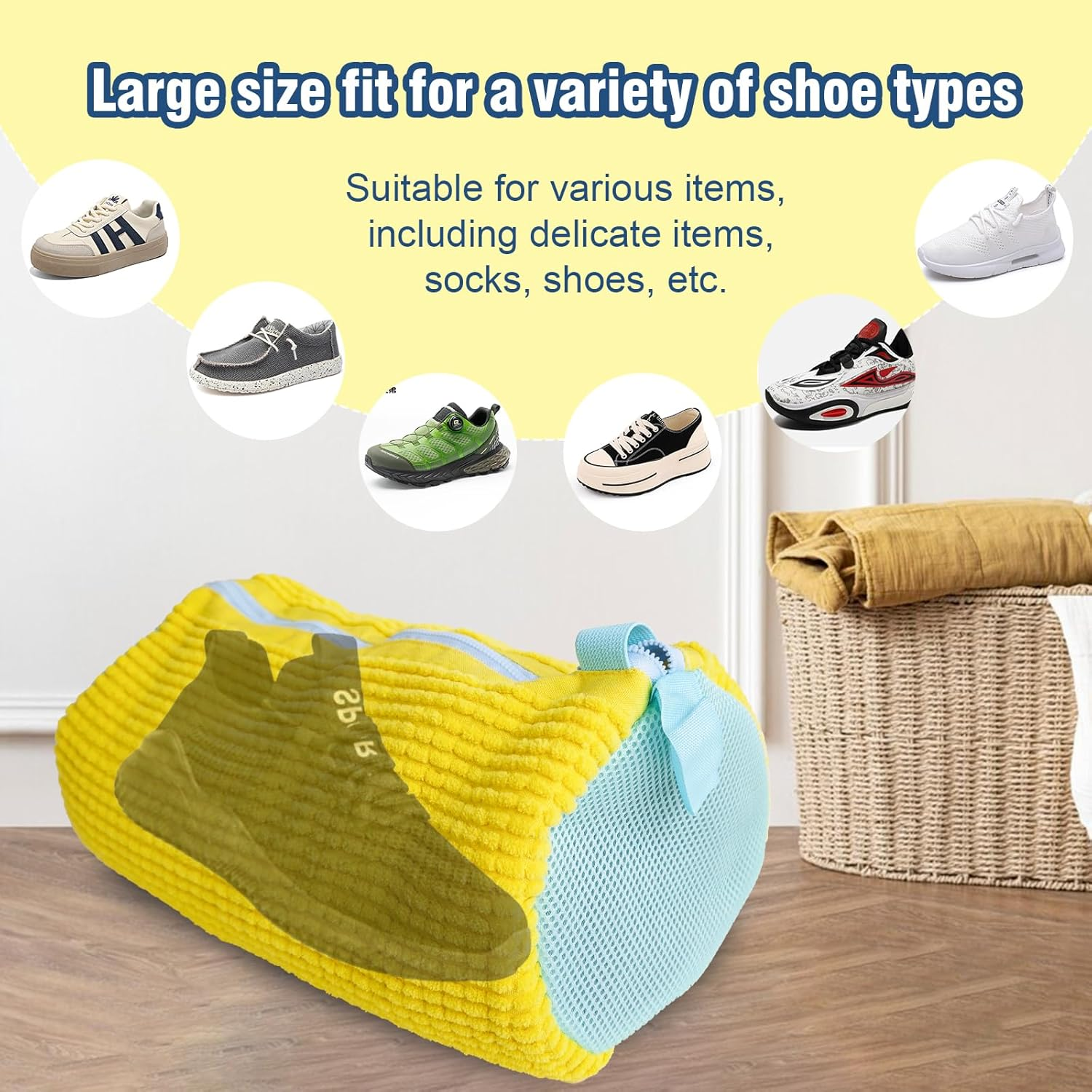 Shoe Washing Bag Laundry Shoe Cleaning Bag Shoe Bag for Washing Machine Trainer Sneaker Wash Bag Reusable with Zipper (1PC) image number 3